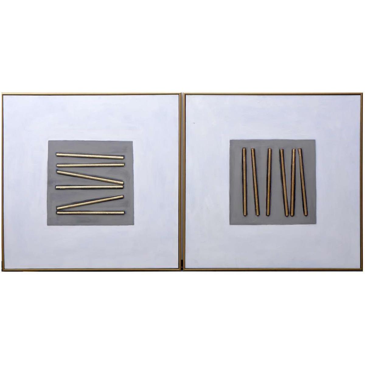 SUNPAN A0192 Pick Up Sticks 48 X 48 inch Hand Painted Art, Set Of 2